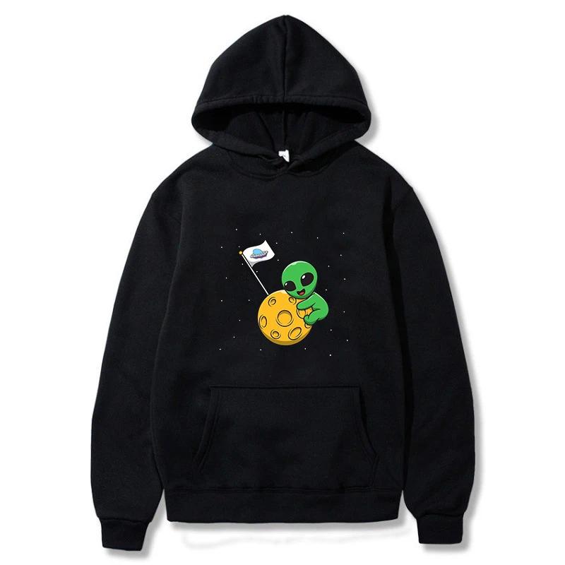 Heißer Verkauf Herren Hoodie Ich brauche mehr Platz Grüner Alien-Print Hoodie Herren/Damen Vintage Lässiges Sweatshirt Unisex Langarm Pullover