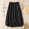 Plus Size Women's Retro High Waist A-Line Midi Skirt - Imitation Linen, Summer Slimming Style