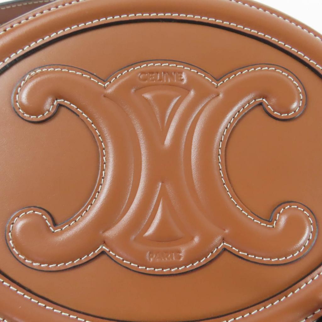 Great CELINE Shoulder Bag Cuill Triomphe Oval Purse Leather Leather Women 19860 Used