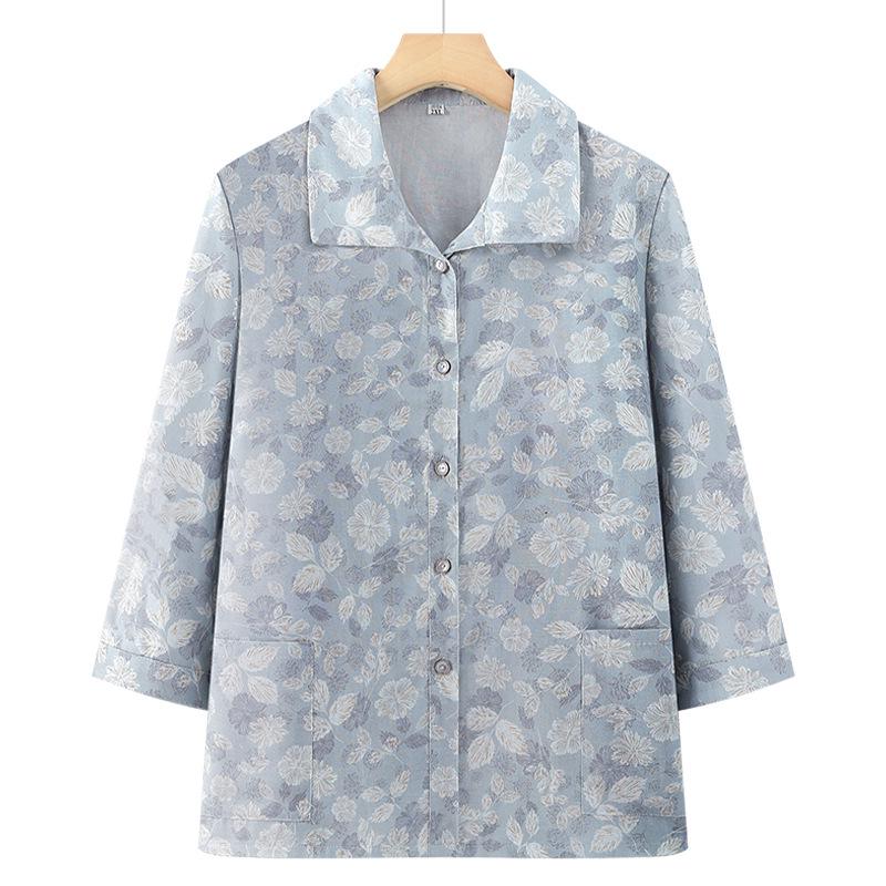 

2026 Summer Cotton Short-Sleeve Shirts for Middle-Aged & Elderly Women 2XL (95-110 lbs)