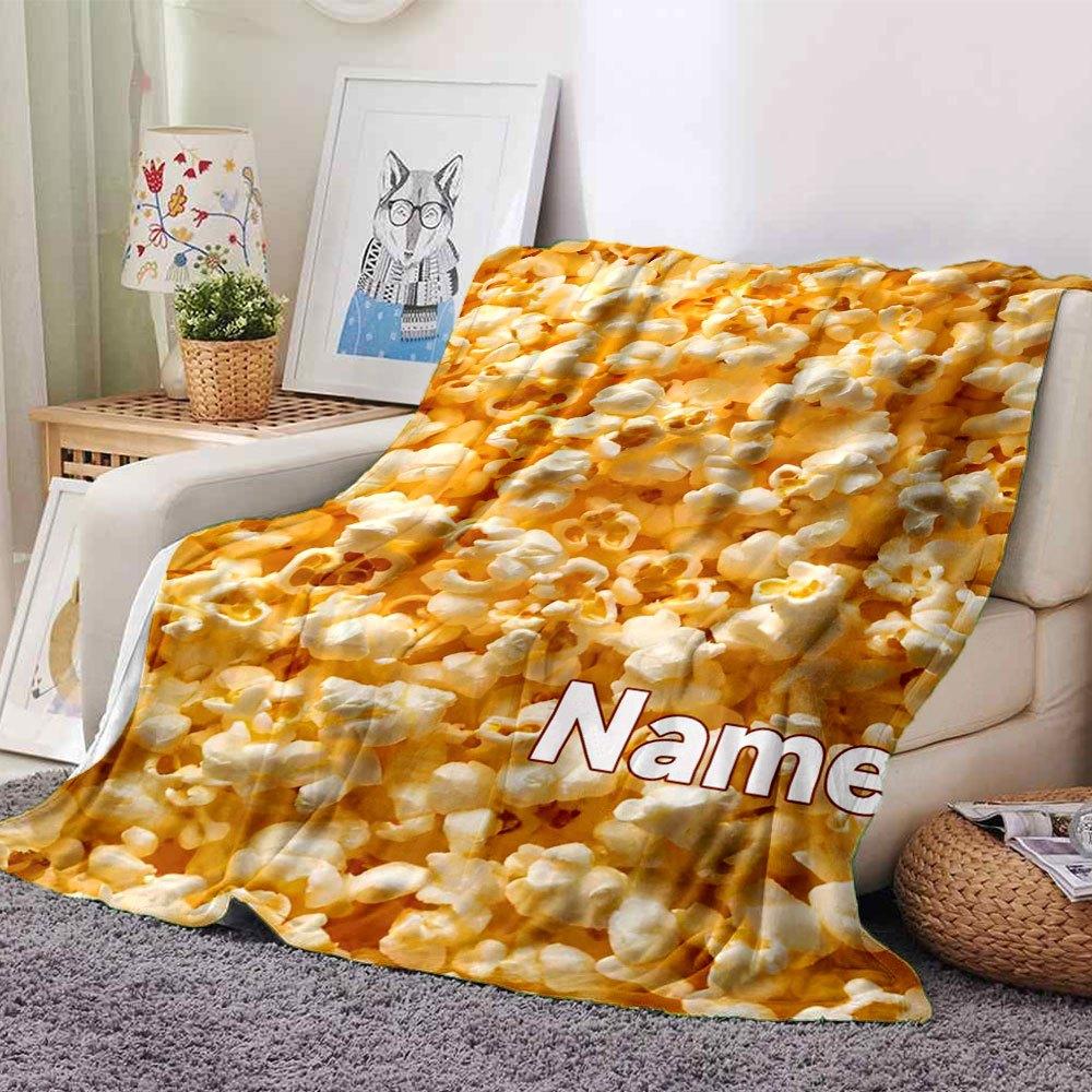 Popcorn Pattern Home Customize Your Name Blankets Soft Cozy Lightweight Blanket Perfect For All Seasons Ideal For Picnics Sofa Office Bed Living Room