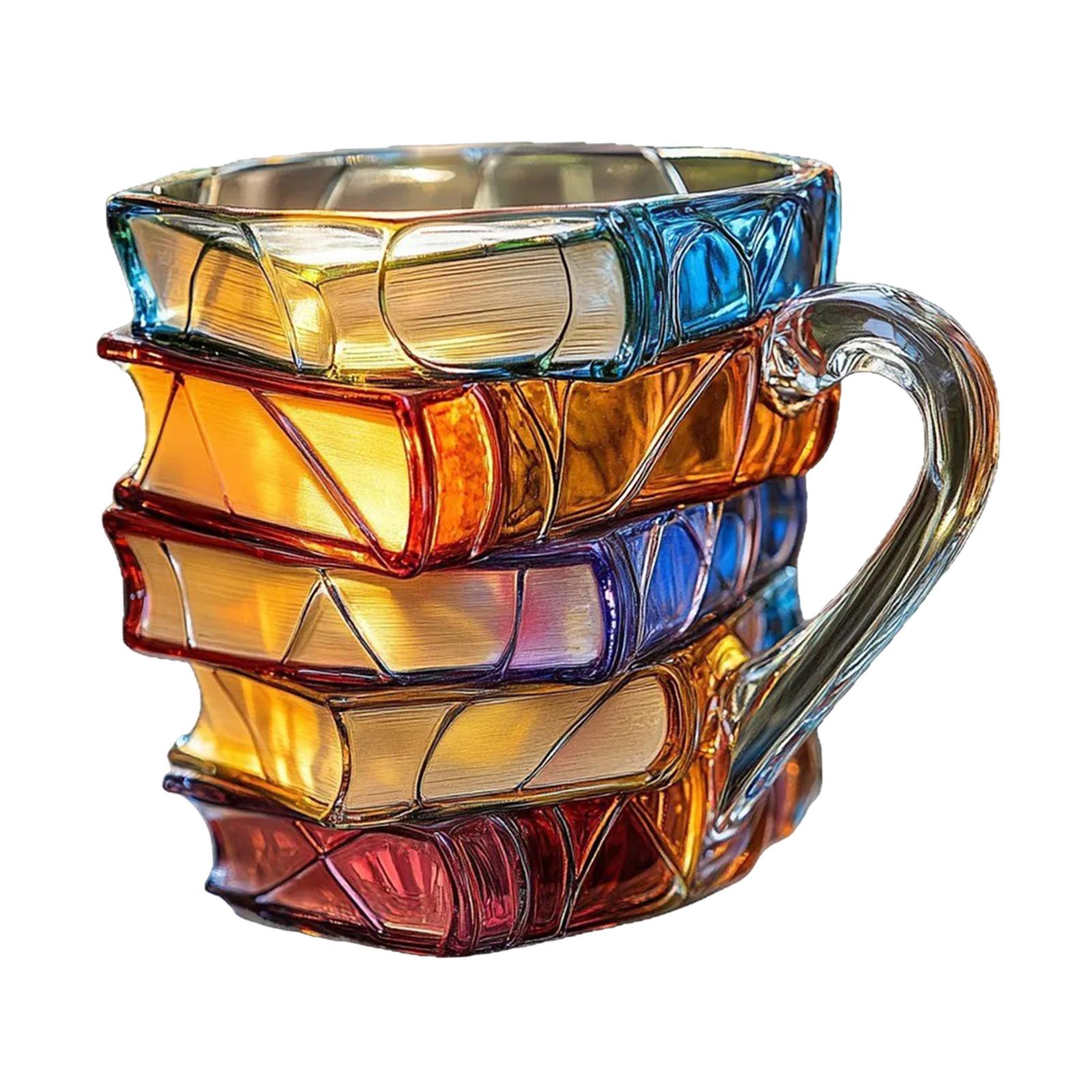 

Painted Book Mug Resinz Novelty 3d Painted Books Coffee Mug Unique Colorful Resin Books Stack Coffee Cup Collection Gifts 301-400ml