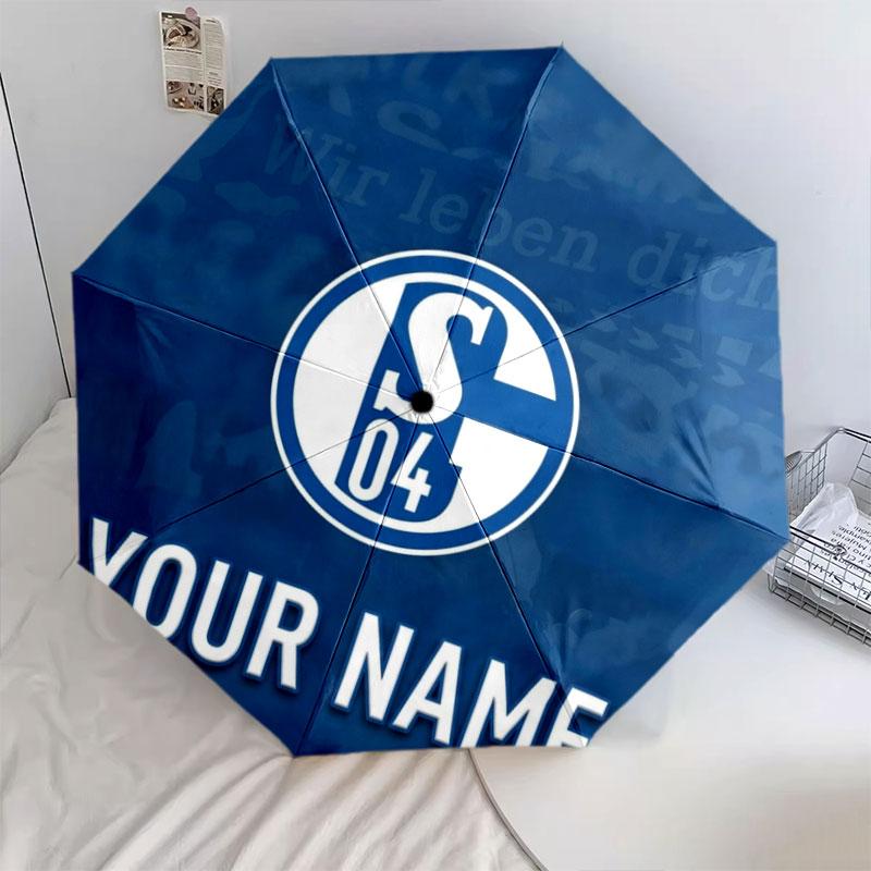 1 PC Automatic Folding Umbrella - FC Schalke 04 Custom Name Pattern, Portable & Foldable Design with 8 Ribs, Christmas Birthday Gifts