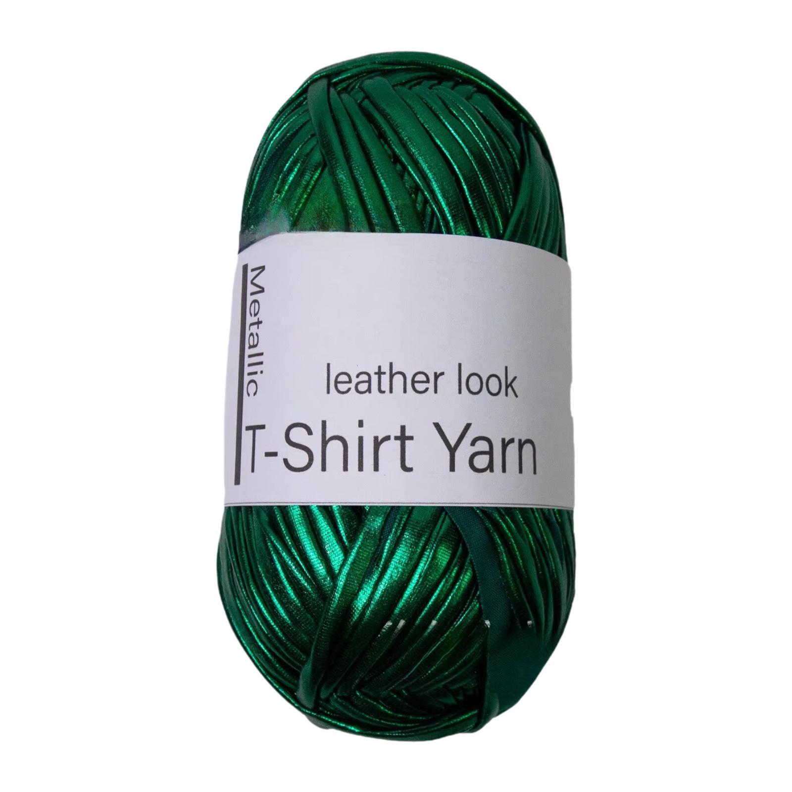 

Metallic T Shirt Yarn Soft 40M Crochet Bag Yarn for DIY Blanket Crocheting зелений