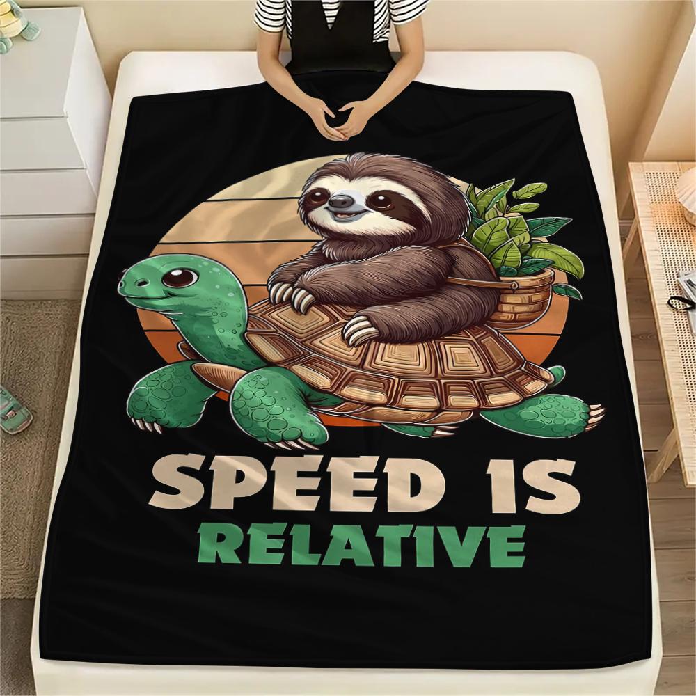 Sloth water dolphin raccoon Print Flannel Blanket,High quality Comfortable for All Seasons,Home Decor,Warmth and Comfort,Perfect for Christmas Gifts