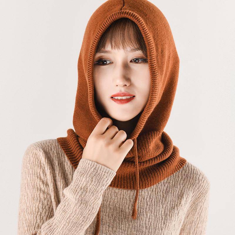Korean Balaclava Women's Autumn and Winter Hat and Scarf Integrated Outdoor Warm Ear Protection Woolen Knitted Hat