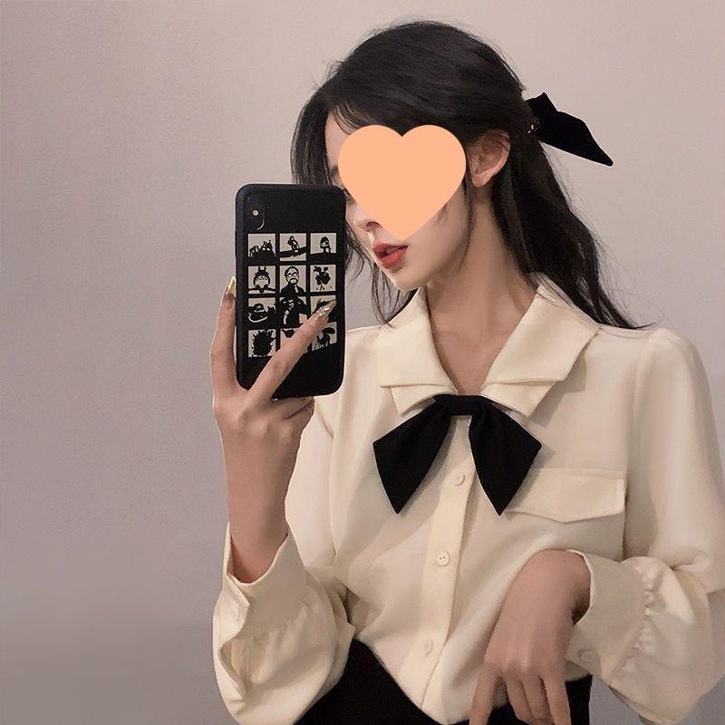 

Women s Bow Blouse: New Autumn/Winter 2024 Design Sweet Commuting Layer Shirt XS абрикосовый
