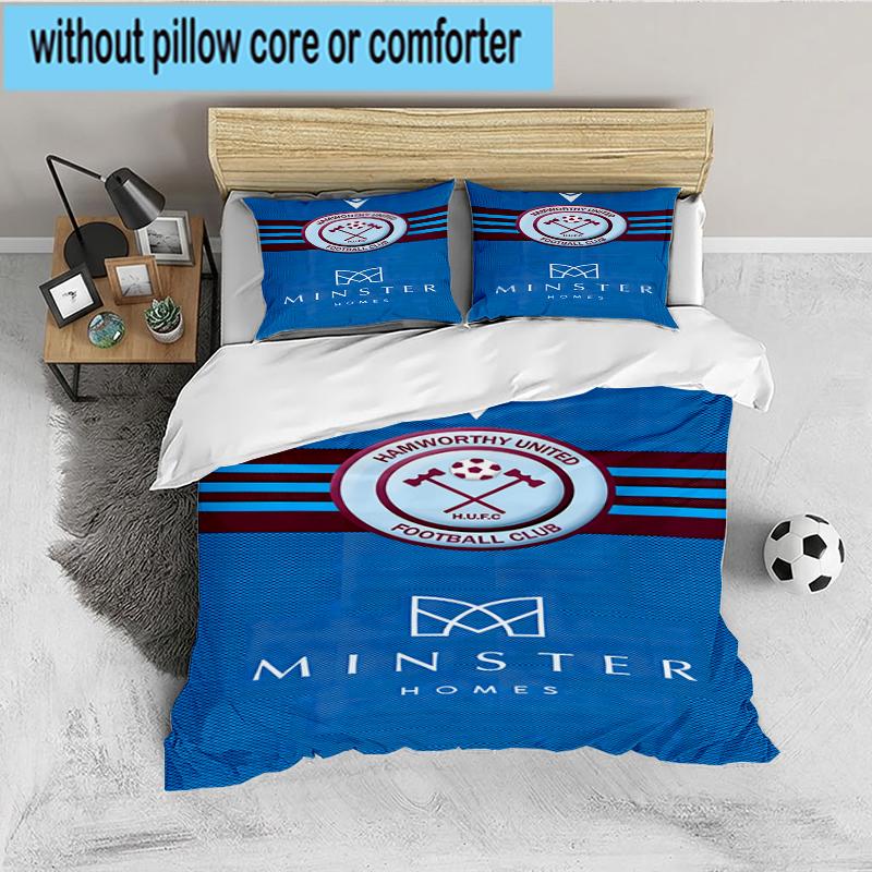 3PCS Football Club Ham-worthy Homes Bedding set,Ideal For1pc Duvet Cover And 2pcs Pillowcases Perfect for Christmas,Ideal for Bedroom, Dormitory
