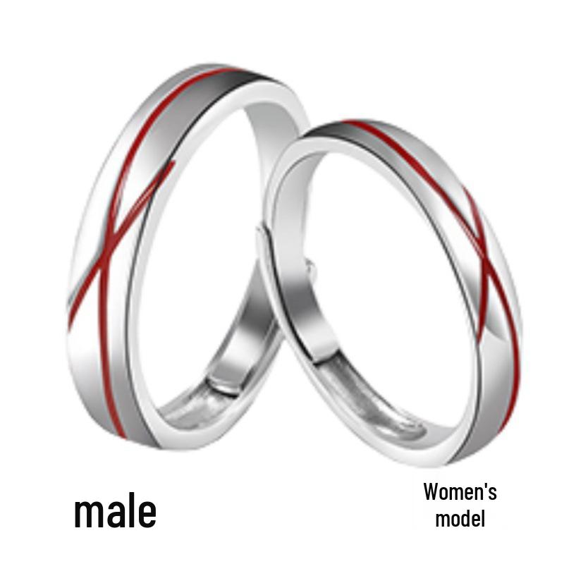 Yue Lao Roter Faden S925 Sterling Silber Partnerring – Einfaches, Elegantes Design Modell 2025 Adjustable white