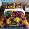 African Women 3pcs Bedding,Including 1pc Duvet Cover And 2pcs Pillowcases Perfect for Christmas,Ideal for Bedroom, Dormitory
