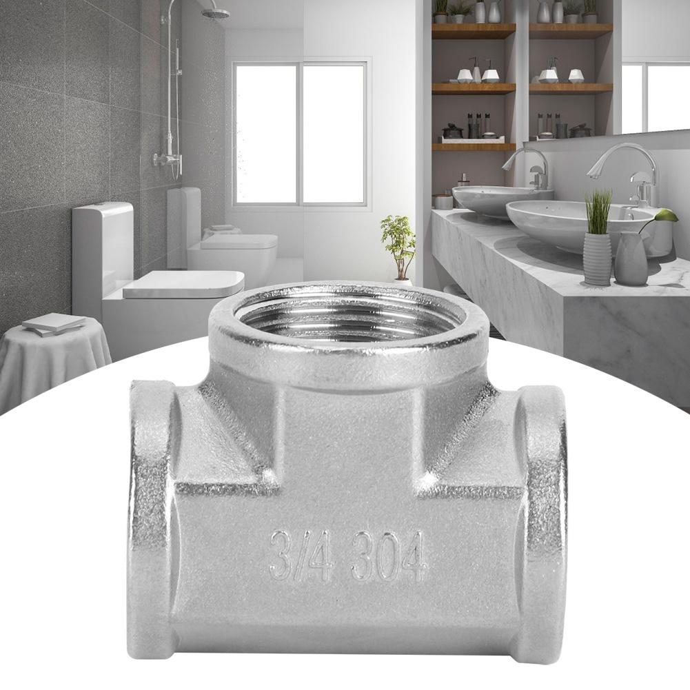 304 Stainless Steel Tee Threaded Pipe Connector for Industrial Pipe Shelf Household Tool