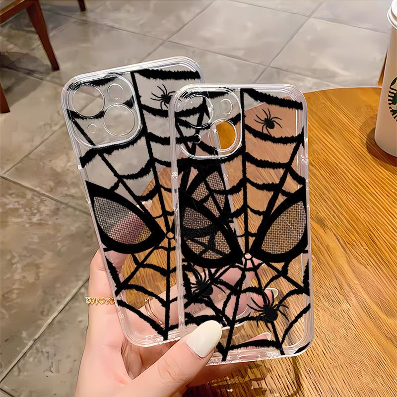 Foreign trade explosion spider web is suitable for iPhone16 light and thin all-inclusive transparent shell Apple 17promax soft shell protection