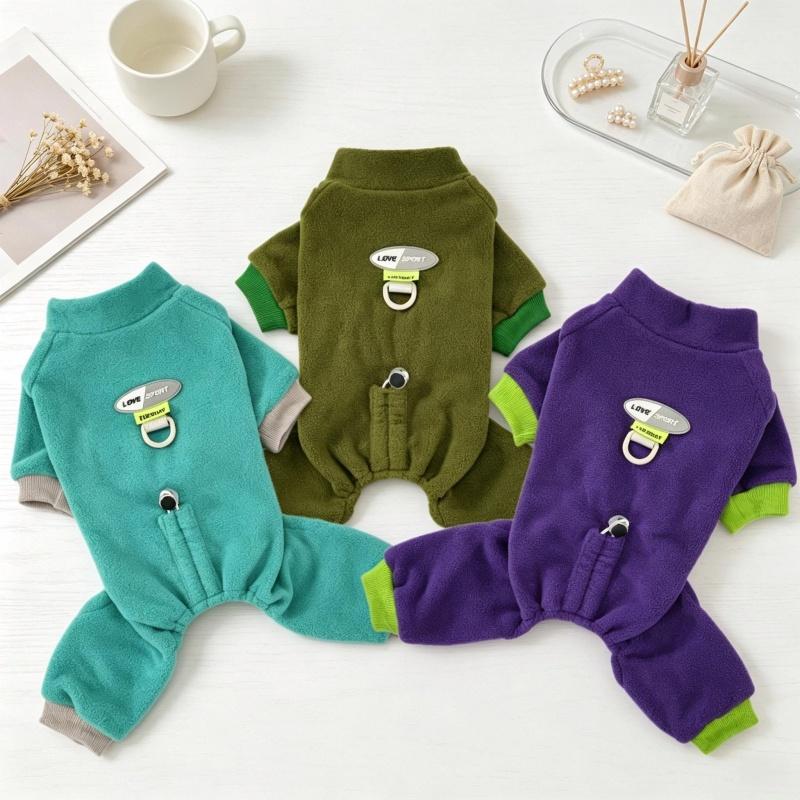 Cute Solid Dog Jumpsuits Autumn Pet Dog Clothes Warm Cozy Puppy Rompers Fashion Cat Pajamas Plush Pet Overalls Chihuahua Apparel