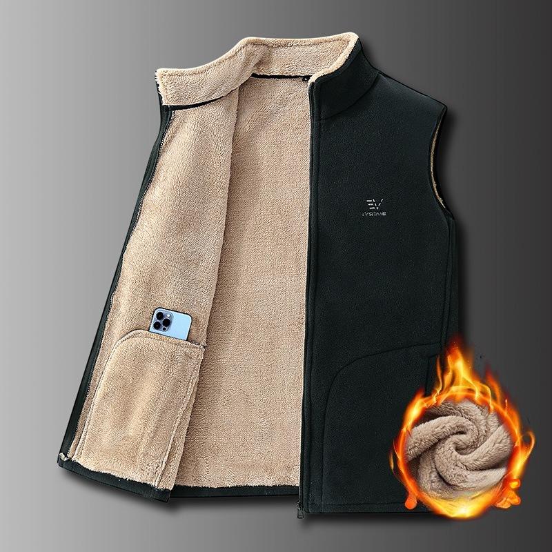 Men's Plus Velvet Vest, Autumn and Winter Warmth, Thickened Jacket, Jacket, Men's Fleece, Middle-aged Dad Wear