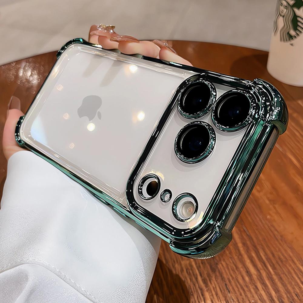 Luxury Electroplate Shockproof Transparent Phone Case For iPhone 17 Air 16 15 14 13 12 11 Pro Max Plus Clear Bumper Cases Cover