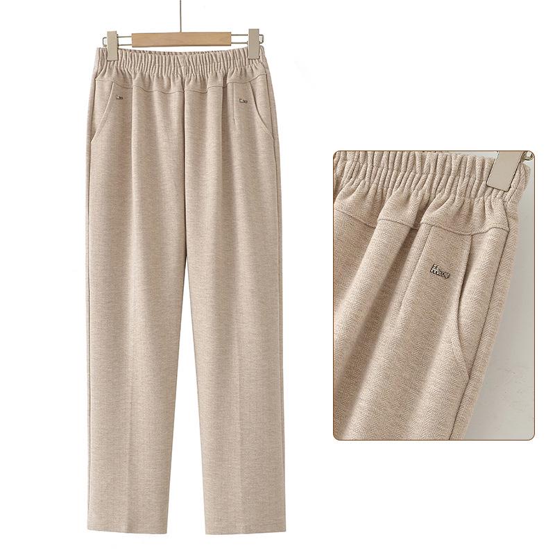 Grandma's Fleece-Lined Warm Straight-Leg Pants: Casual for Autumn and Winter, Perfect for Middle-Aged and Elderly Women