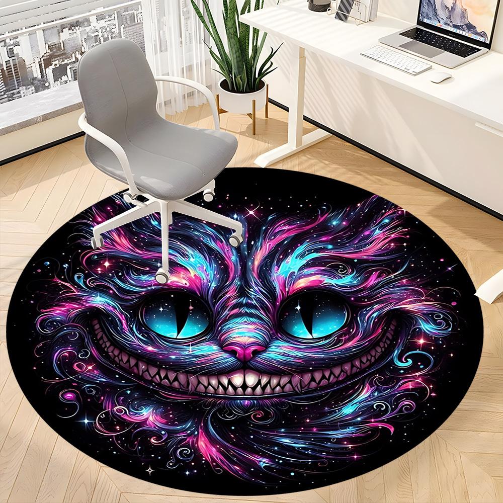 1pc Galaxy Cat Office Round Area Rug, Under Office Chairs Bedroom Living Room Home Decor, Room Deco, Available in Various Sizes 235