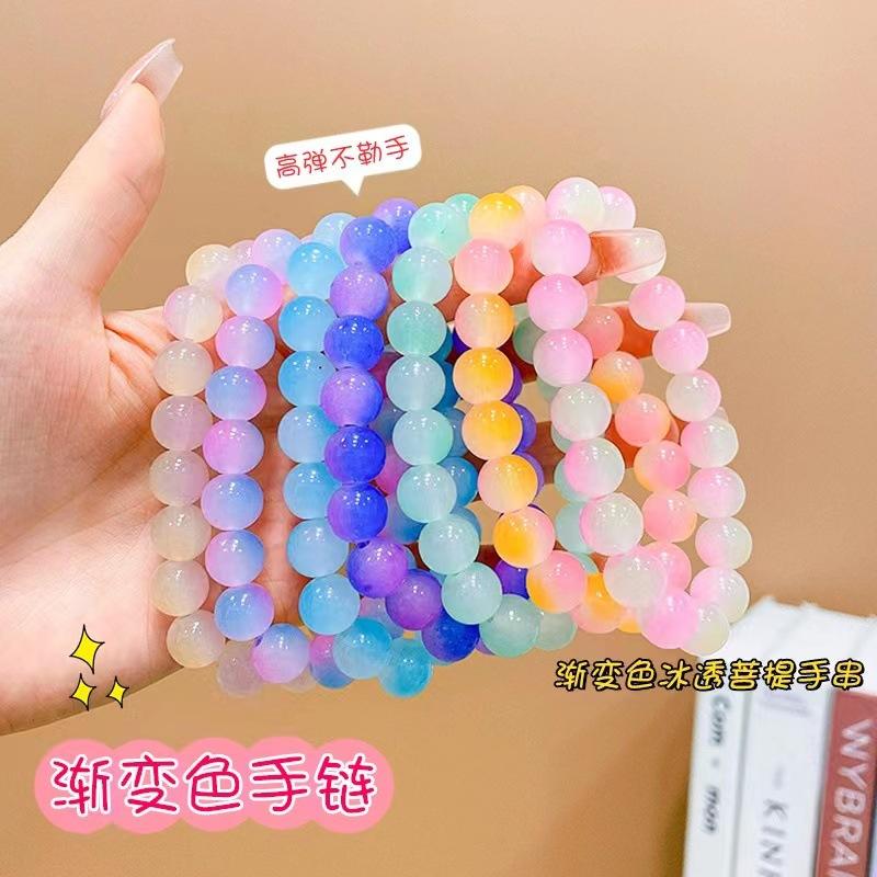 B90 Chinese Imitation Gradient Cute Plate Playing Bracelet Gradient Glass Bead Bracelet for Unisex Present DIY Jewelry Wholesale