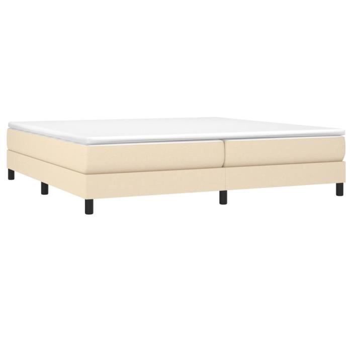 3144106 vidaXL Lit à sommier tapissier avec matelas Crème 200x200 cm Tissu