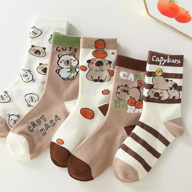 Yuzhaolin Kids  Capybara Mid-Calf Socks 5-Pack L (Foot Length 18-20cm)