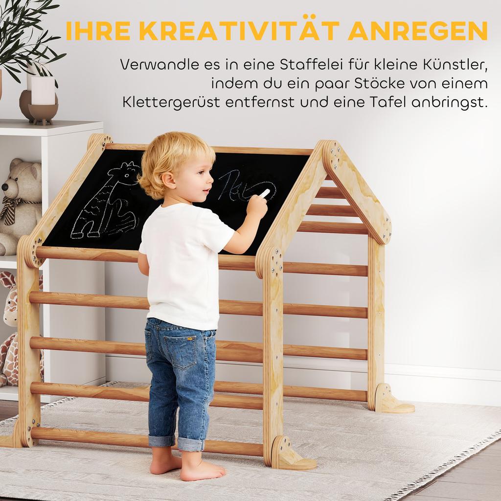 9-in-1 Indoor Climbing Frame, Ramp, Slide, Ladder, Writing Board, for Toddlers, Wood