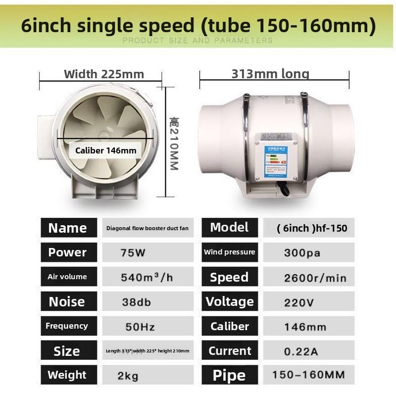 Exhaust Pipe Fan Ventilation Fan Pipe Fan Inline Duct Fan Ventilation Exhaust Blower Fans Quiet For Ducting