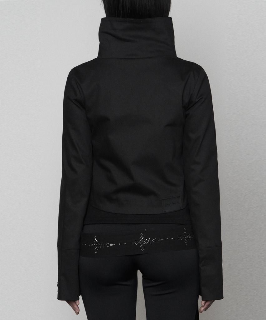 ETRE AU SOMMET Wide High-Neck Side Button Jacket (Black)