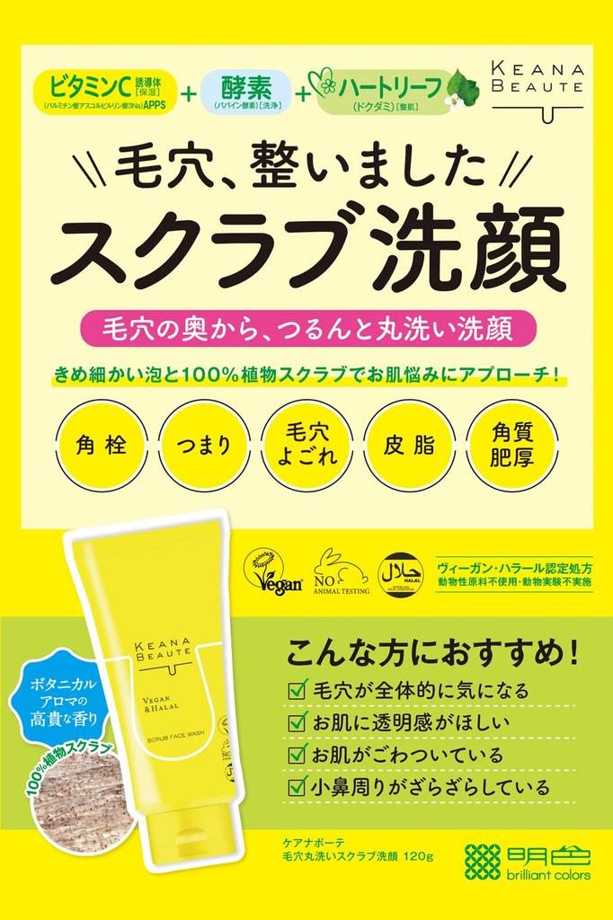 KEANA BEAUTE Meishoku Cosmetics Pore Cleansing Scrub Facial Wash 120g