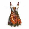 Women Plus Size Spaghetti Strap Off Shoulder Dress Witchy Potion Bottle Floral Crystal Moon Print Swing Dress