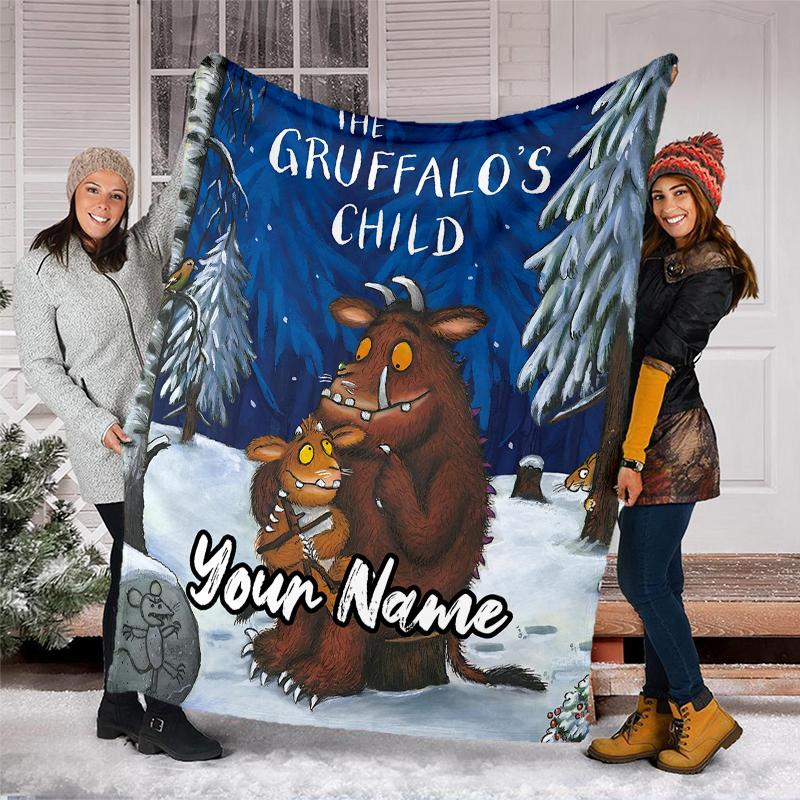Coperta Stampata Personalizzata con Nome - Tema Il Gruffalò - Perfetta per Divano, Letto, Viaggi e Uso Esterno | Lavabile in Lavatrice, Accogliente e Resistente.