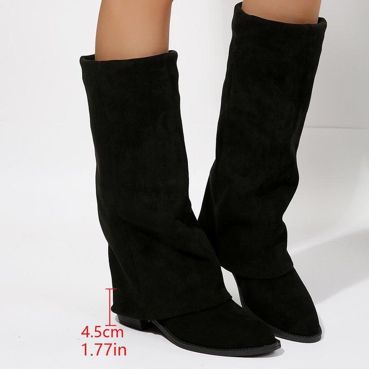 Fashion Women's Knee High Boots Fashion Pointed Toe Trouser Tube Boots Classics Women Western Cowboy Boots Denim Knight Boot Botas Mujer