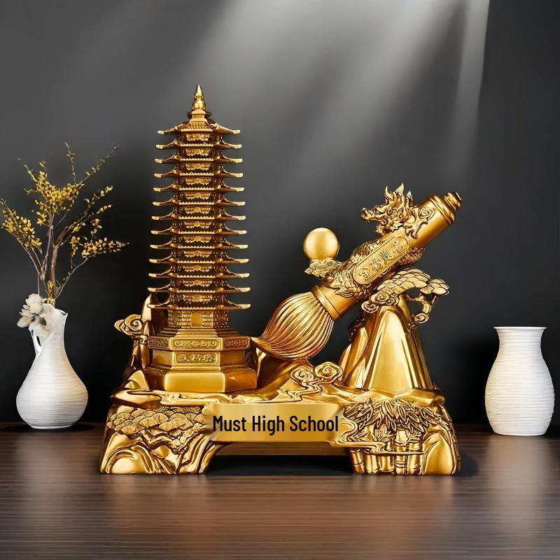 Thirteen-Story Wenchang Pagoda Pen Holder - Office Desk Decoration Gift for Students & Children, Symbolizing Advancement