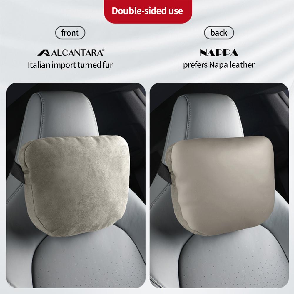 Car Headrest Neck Pillow Alcantara Suede Fabric Car Neck Headrest Pillow Car Seat Pillow Rest Headrest Memory Foam Headrest