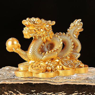2024 chiński zodiak statua smoka Model rok smoka figurka rękodzieło z żywicy ozdoba przyciąga bogactwo i szczęście złota/brązowa rzeźba smoka