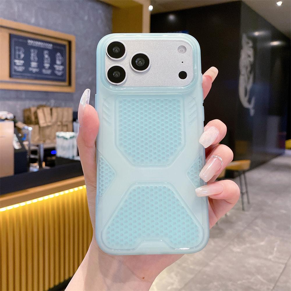 Simple Matte Candy Cooling Mesh Heat Dissipation Phone Case For Apple iPhone 17 16 15 14 13 12 Pro Max 11 XR Breathable Cover