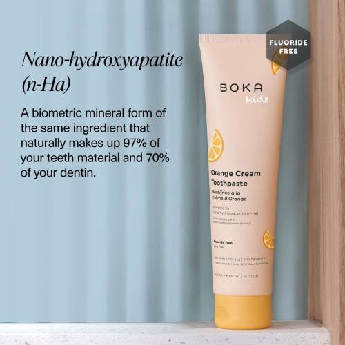 Boka Orange Cream Natural Toothpaste, Nano-Hydroxyapatite for Remineralizing, Sensitivity and Whitening, Fluoride-Free, Dentist Recommended for Kids a