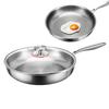 Titanium Frying Pan with Lid 26/28/30cm Non-stick Even-Heating Skillet Uncoated Fish Scale Hammer Pattern Kitchen Cookware