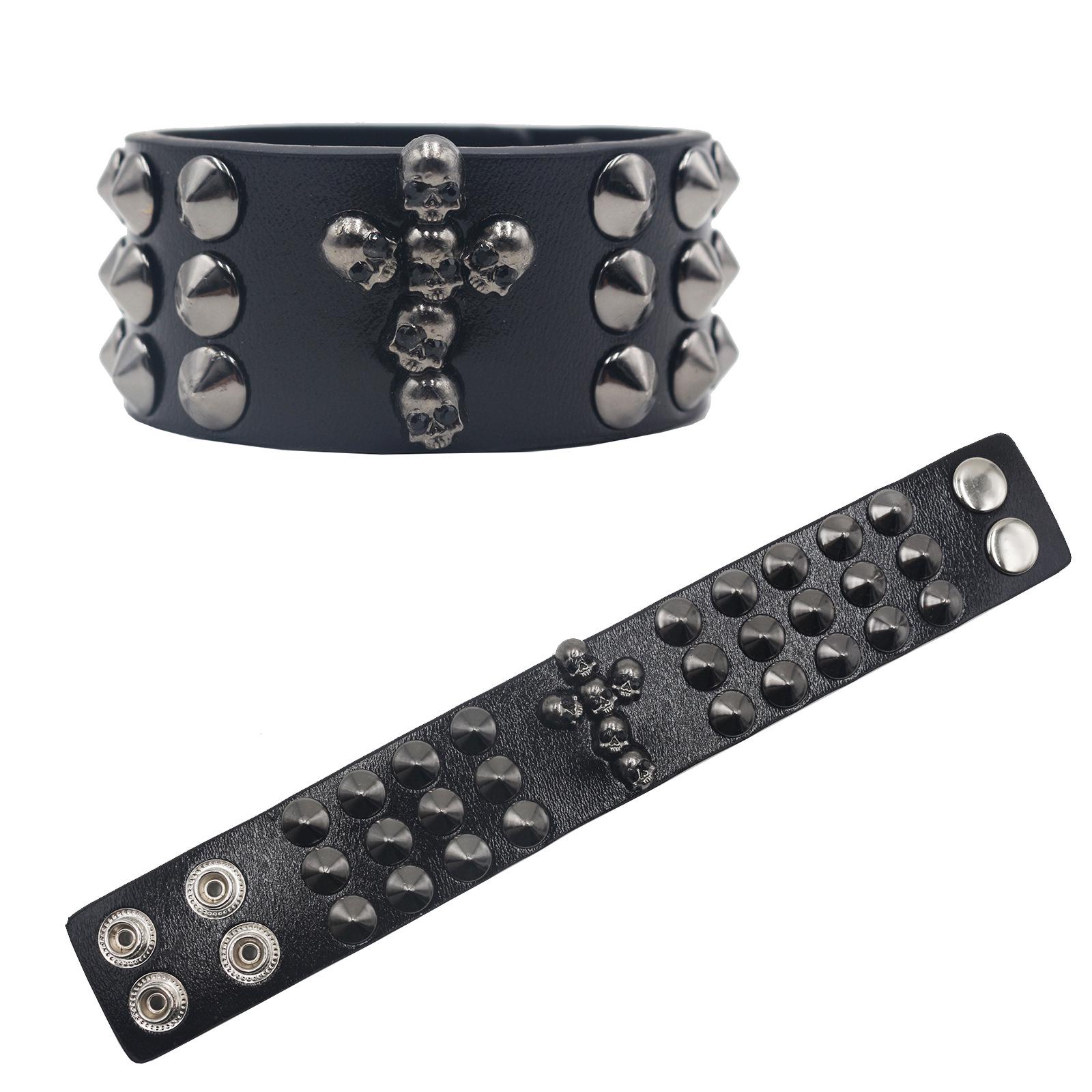 Unisex Punk Rivet Leather Bracelet - Trendy European & American Style