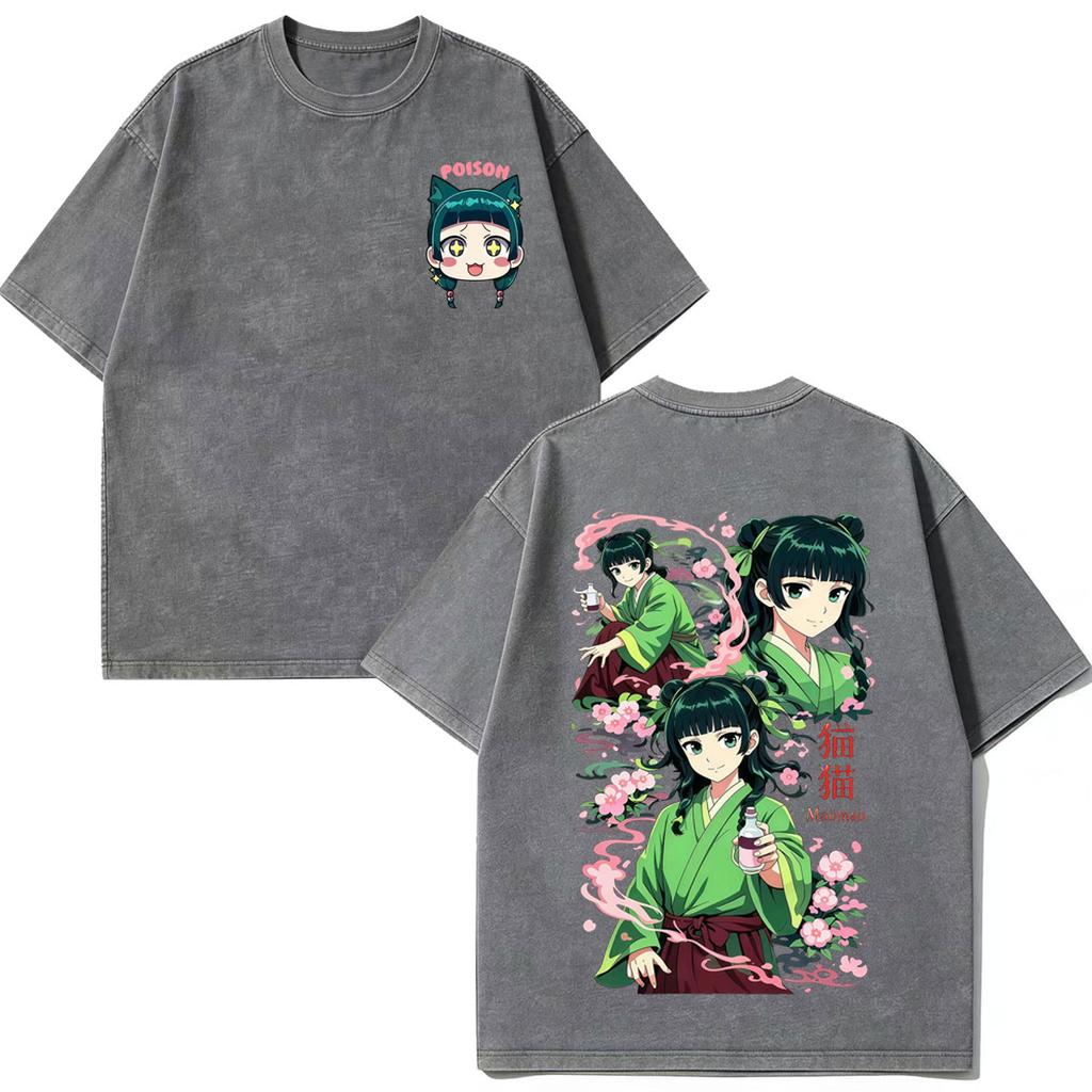 Anime The Apothecary Diaries Print Vintage Washed Tees Men Women Fashion Tshirt Casual Cotton Shortsleeved T Shirts Fan Gifts