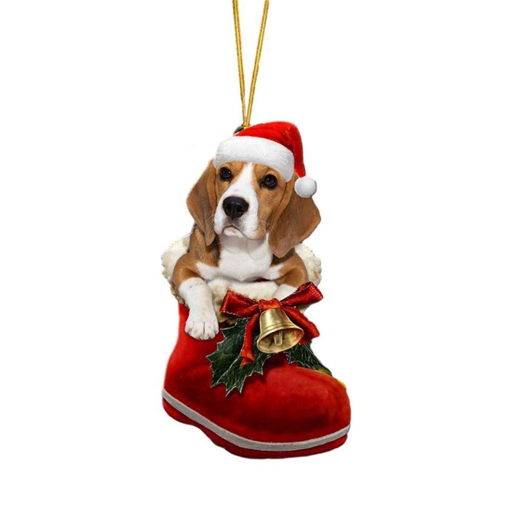 2D Christmas Tree Ornaments Cartoon Cartoon Dog Car Pendant Puppy Acrylic Pendant  Window