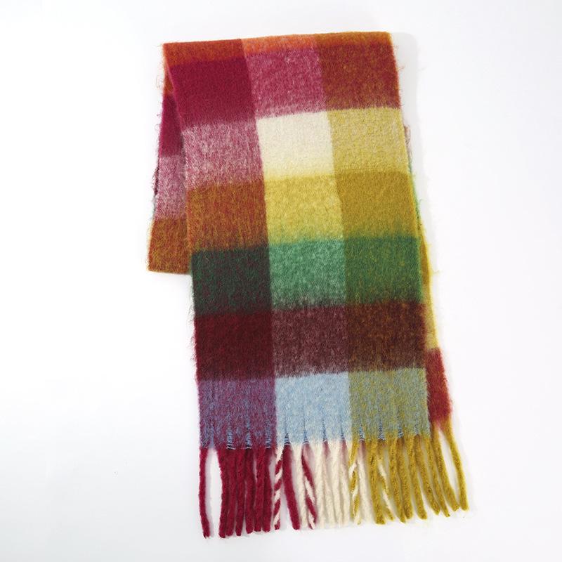 Men's and Women's Thick Woolen Scarf: Solid Color Knitted, Warm, Tassel-Edged, Imitation Cashmere for Winter