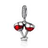 Glasses of Red Wine Silver Charm Pendant 925 Silver