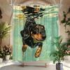 Dachshund Underwater Swimming Shower Curtain Dreamy Turquoise Abstract Ocean Scene Black Brown Dog Funny Art Bathroom Decor