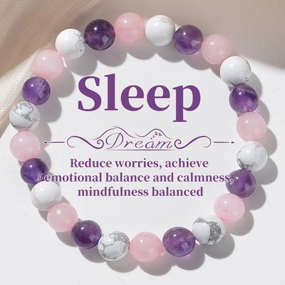 1pz Bracciale da Sonno Aura Balancing alla Moda, Bracciale da Sonno in Pietra Naturale da 8mm - Turchese Bianco - Ametista - Quarzo Rosa
