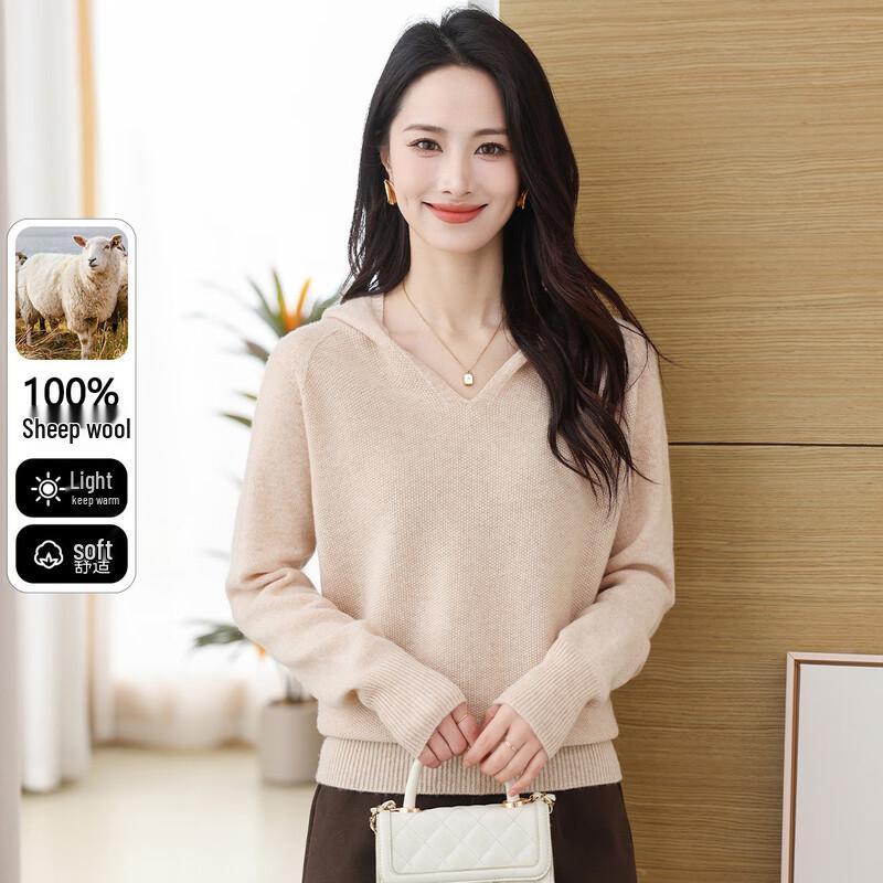 SNOWFLYING Women's Hooded 100% Wool Sweater