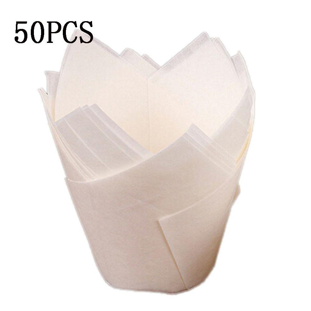 Bakeware Resistance High Temperature Liners Pastry Baking Paper Cups Tulip Shape 50Pcs/Set Cake Cup