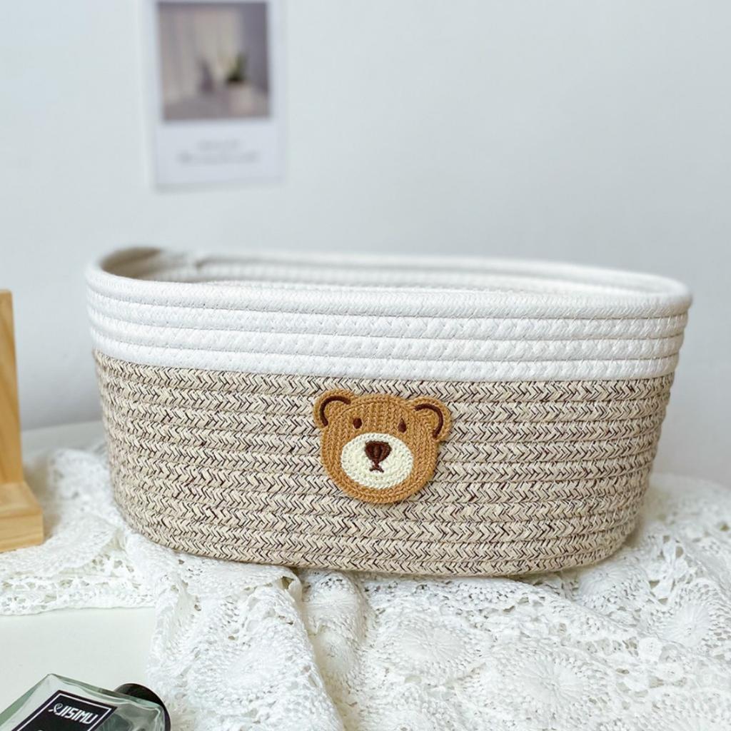 Woven Cute Snack Storage Basket Creative Home Desktop Remote Control Storage Storage Storage Box Bedside Storage Basket