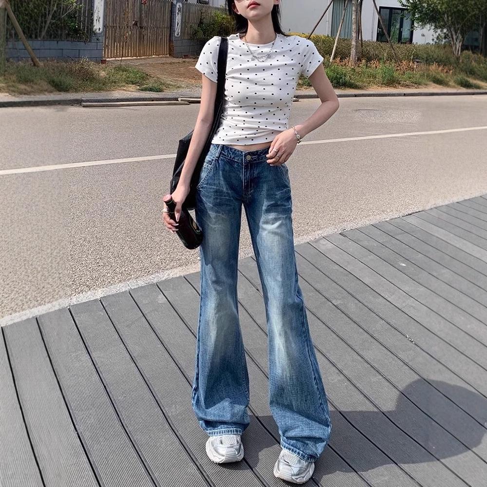

2025 New Retro Low Waist Micro-Flare Slimming Jeans for Women L