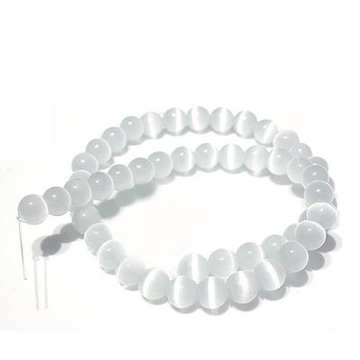 100PCS Precious Natural 5A Quality White Selenite Clear Cat Eye Gypsum Stone Round Loose Beads 15" 6 8 10 MM for Jewelry KTJ