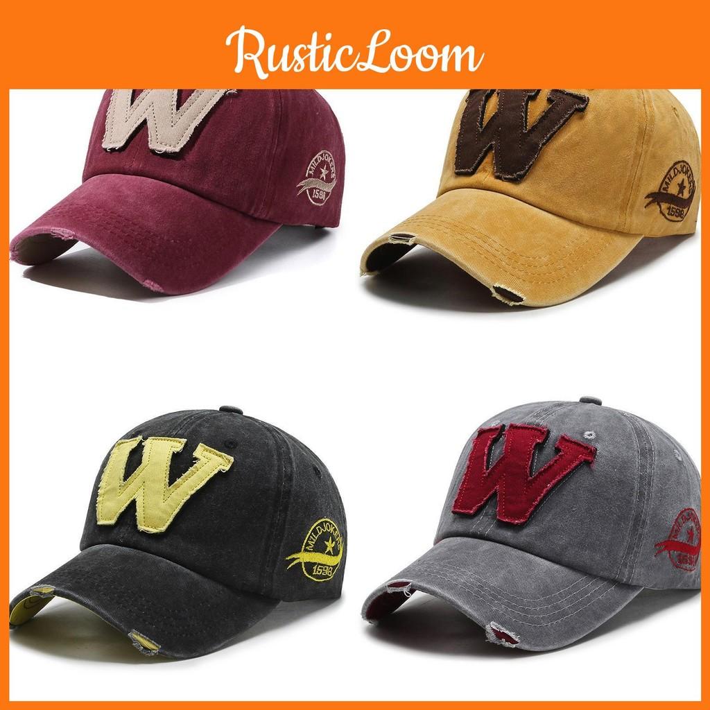 W Letter Baseball Cap Unisex Denim Outdoor Sun Protection Adjustable Gift Hat